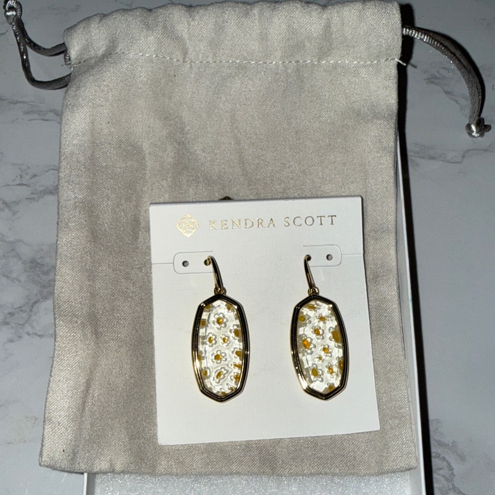 Kendra Scott Gold and Cream Earrings